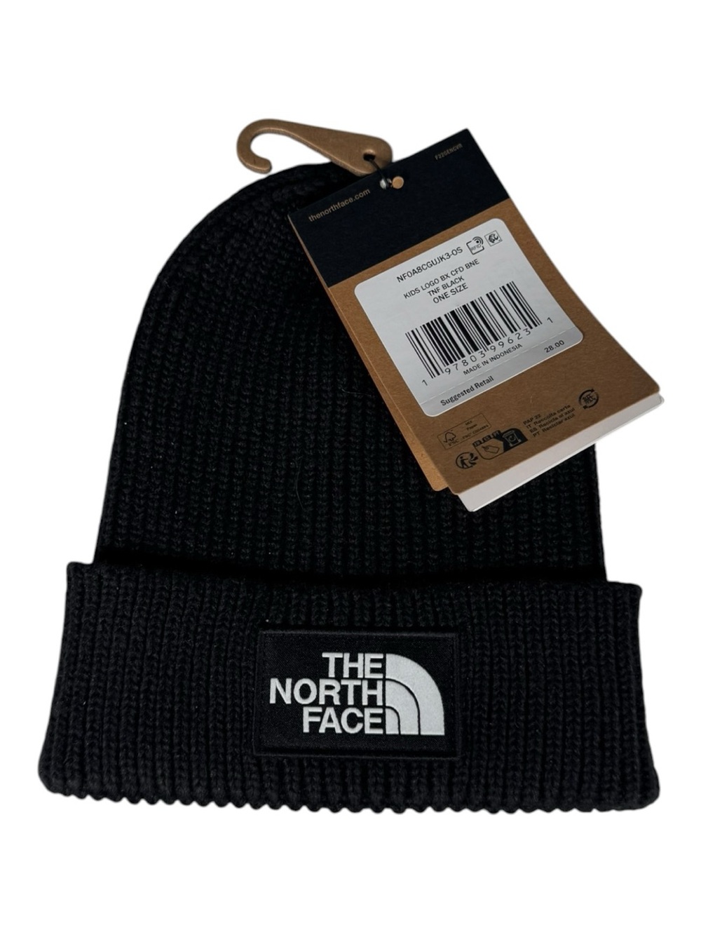 The North Face Kids Black Logo Beanie NWT One Size